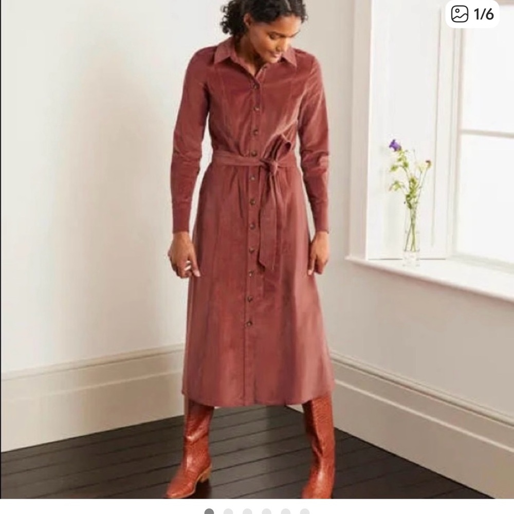 Boden Rich Brown Long Sleeve Dress